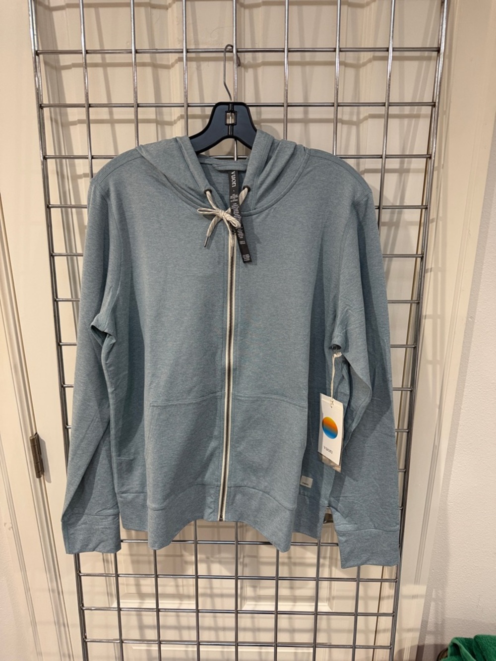Vuori Dusty Blue Full-Zip Hoodie with Hood